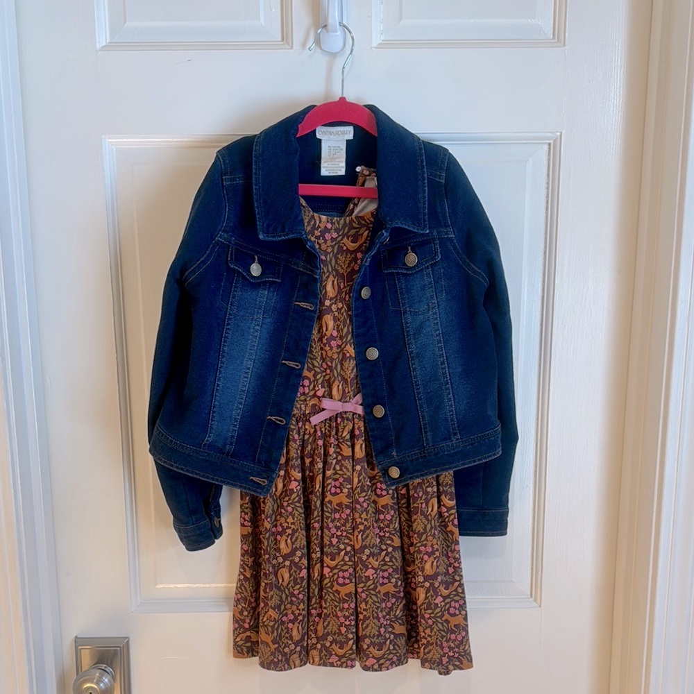 Girls dress with denim jacket size M 7/8